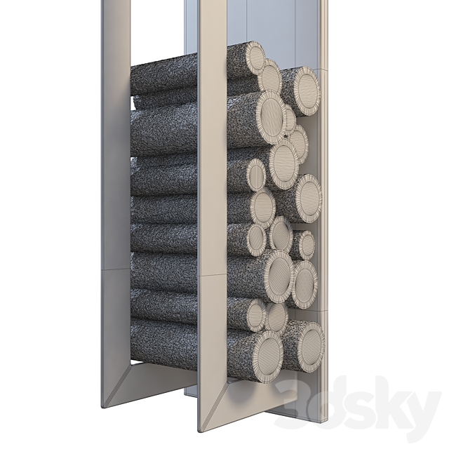 Firewood Storage Rack on wall 3ds Max - thumbnail 3