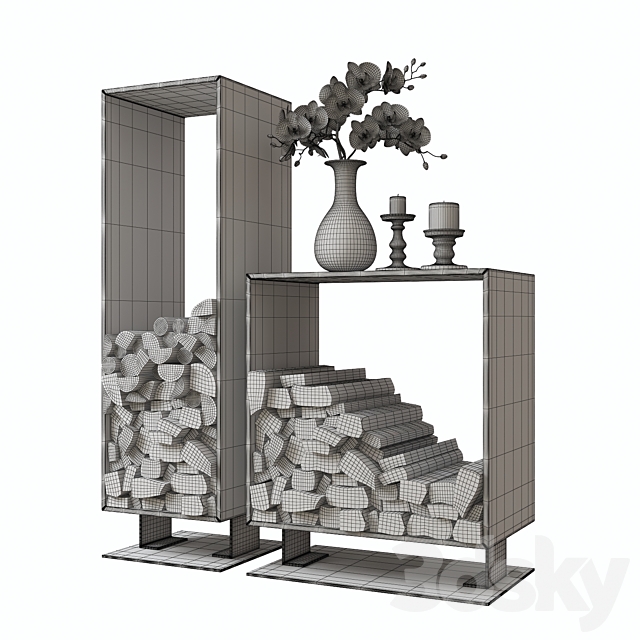 Firewood Storage Rack-set 3DSMax File - thumbnail 2