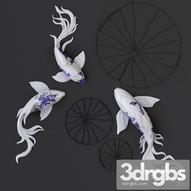 Fish koi   wall sculptures 3dsmax Download - thumbnail 1