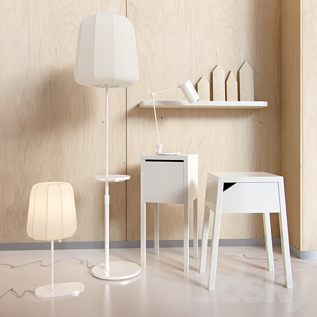 Five wireless zaryadok IKEA + IKEA shelf with decor 3ds Max - thumbnail 1