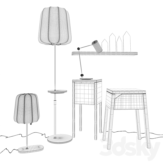 Five wireless zaryadok IKEA + IKEA shelf with decor 3ds Max - thumbnail 2