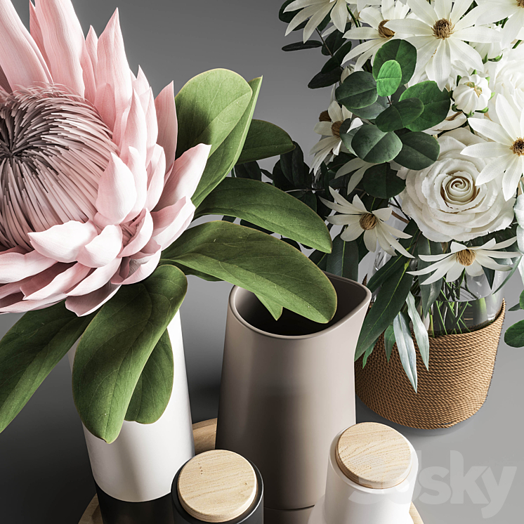 Flower Set 003 Protea and Roses 3DS Max - thumbnail 2