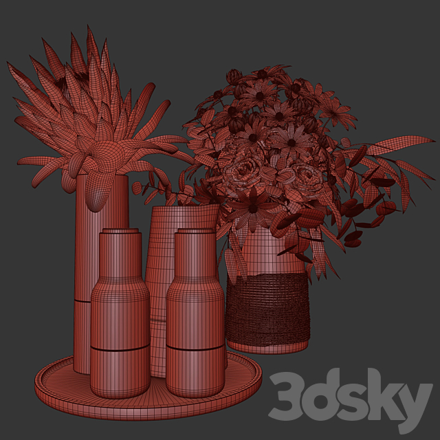 Flower Set 003 Protea and Roses 3DSMax File - thumbnail 3