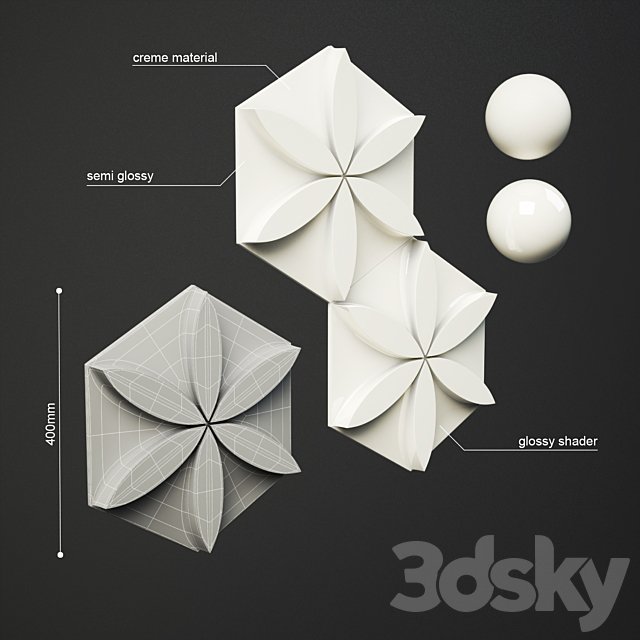 flower tiles 3DS Max Model - thumbnail 2