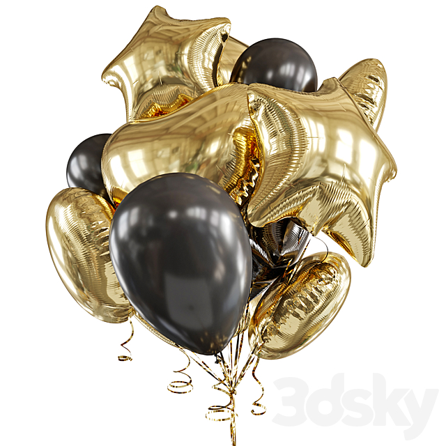 Foil balloons 3DS Max Model - thumbnail 3