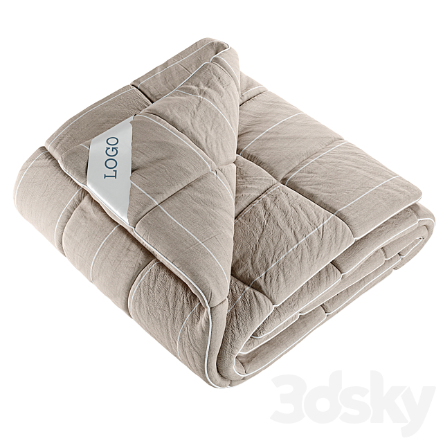 Folded Duvet with Label 3DS Max Model - thumbnail 2