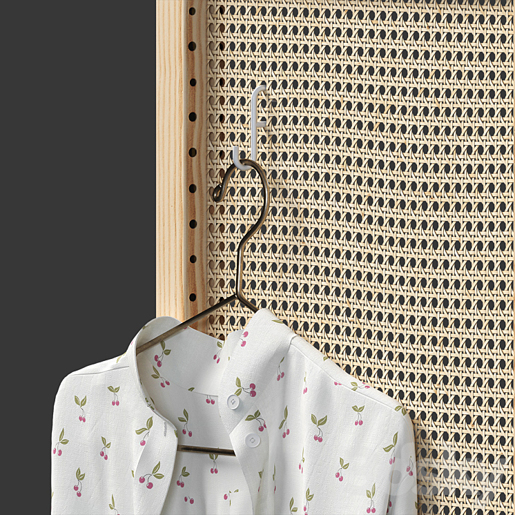 Folding screen with rattan weave 3DS Max - thumbnail 2