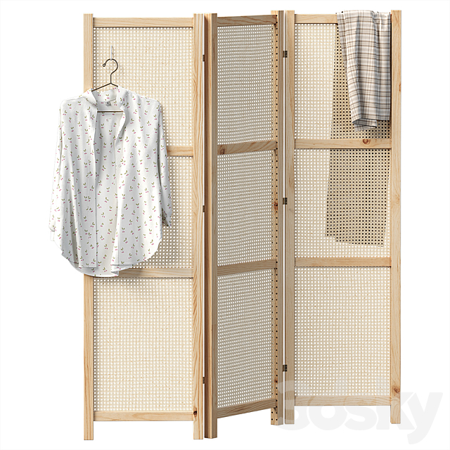 Folding screen with rattan weave 3DSMax File - thumbnail 1