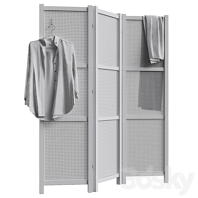 Folding screen with rattan weave 3DSMax File - thumbnail 3