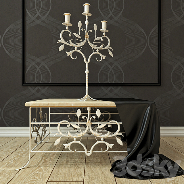 Forged table and the candlestick 3ds Max - thumbnail 1