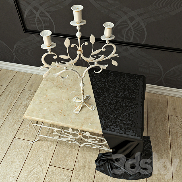 Forged table and the candlestick 3ds Max - thumbnail 2