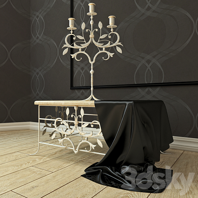 Forged table and the candlestick 3ds Max - thumbnail 3