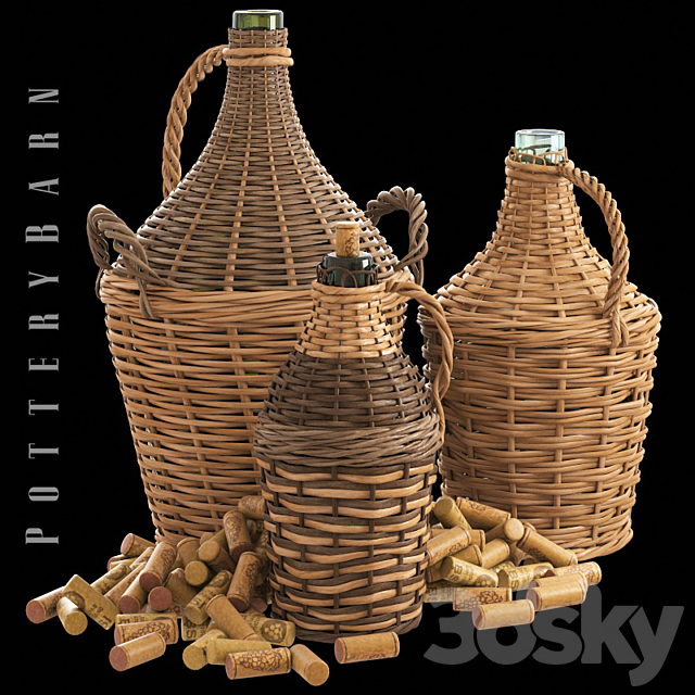 Found Woven Wine Bottle Potterybarn 3ds Max - thumbnail 1