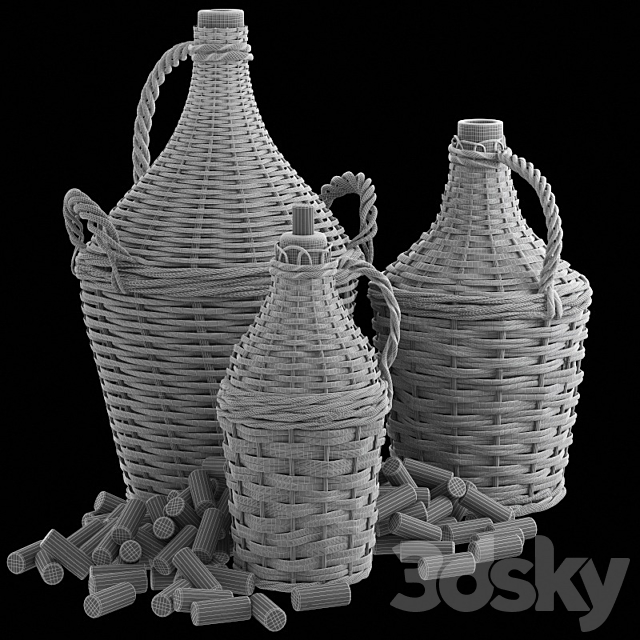 Found Woven Wine Bottle Potterybarn 3ds Max - thumbnail 3