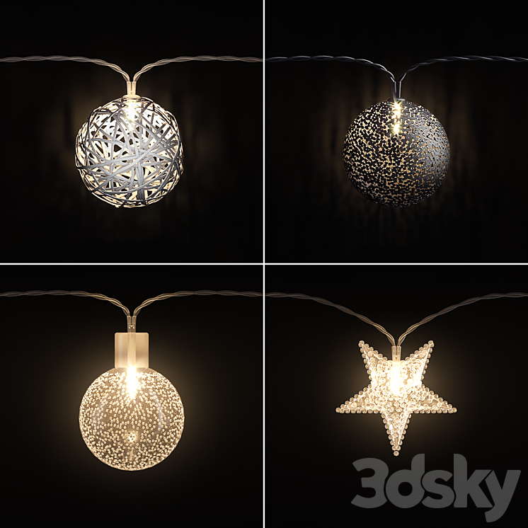 Garland lights set 3 3DS Max - thumbnail 1