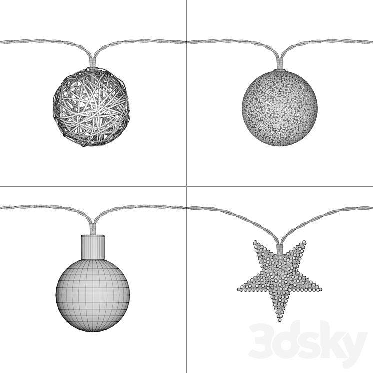 Garland lights set 3 3DS Max - thumbnail 2