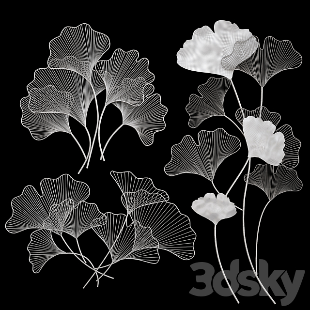 Ginkgo wall decor 2 3DS Max Model - thumbnail 5