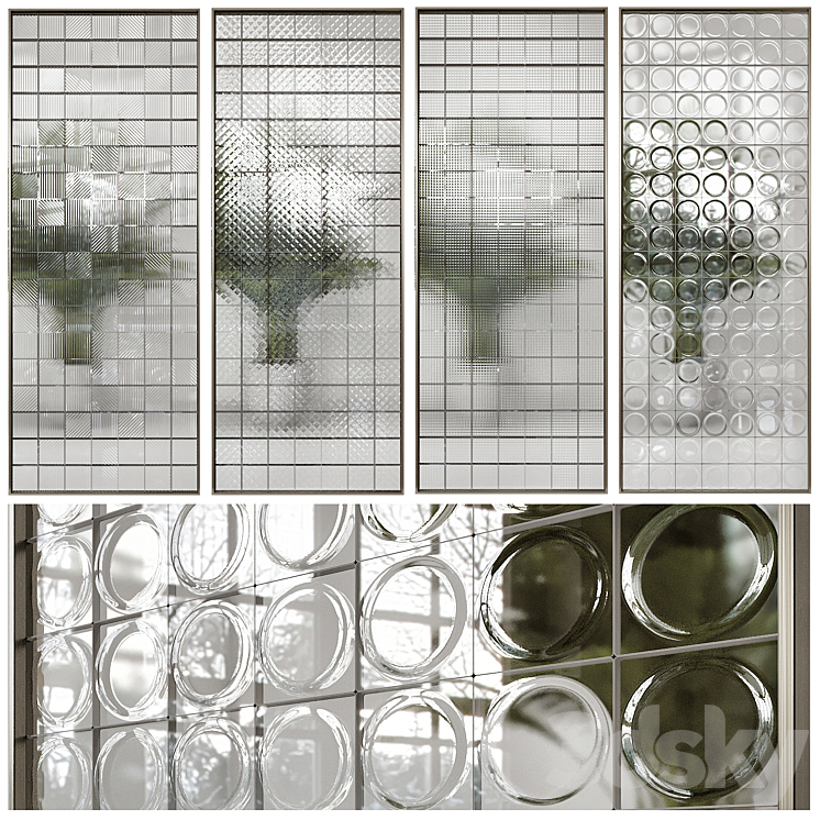 Glass block partition 2 3DS Max - thumbnail 1