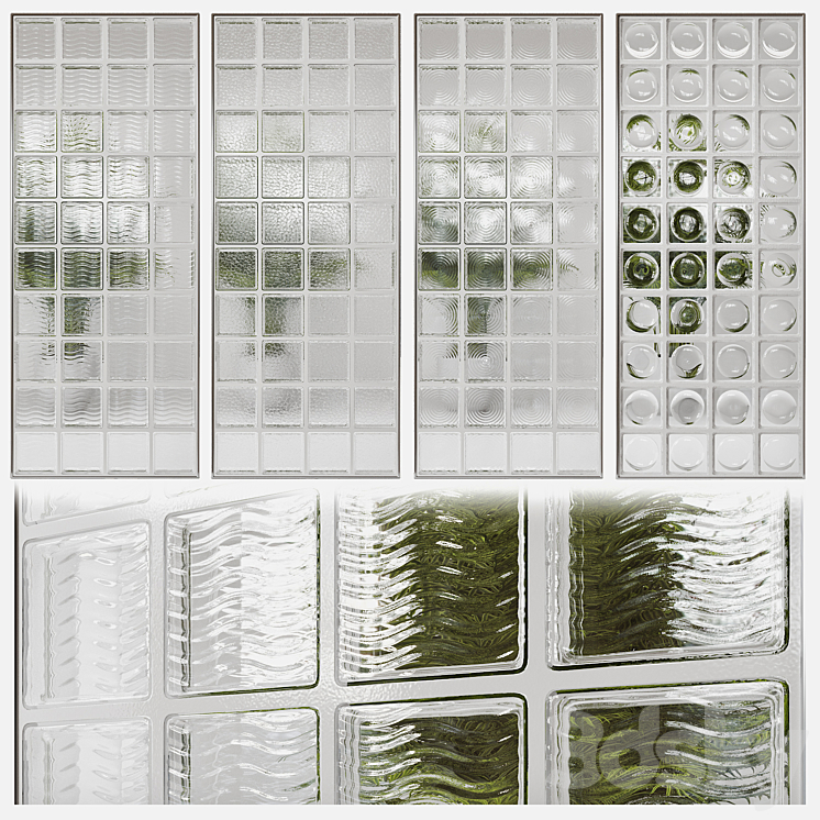 Glass block partition 4 3DS Max Model - thumbnail 1