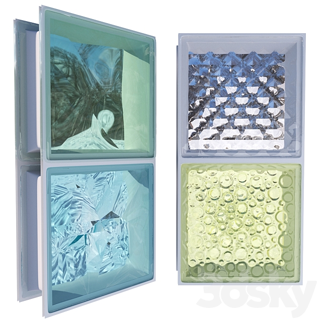 Glass block set 01 3DS Max Model - thumbnail 2