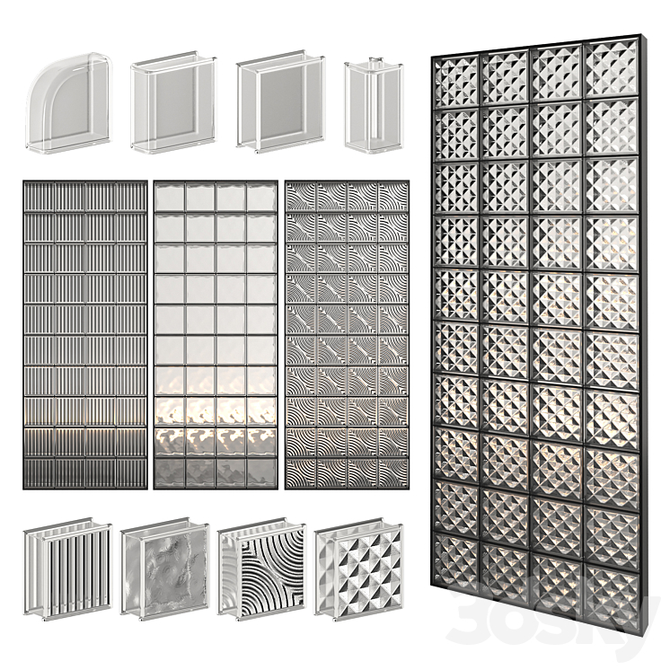 Glass Block Wall 01 3DS Max - thumbnail 1