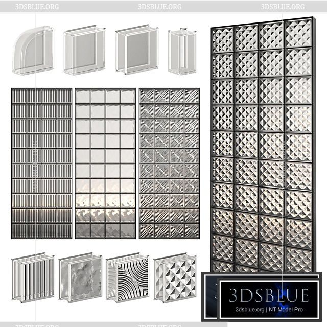 Glass Block Wall 01 3DS Max - thumbnail 3