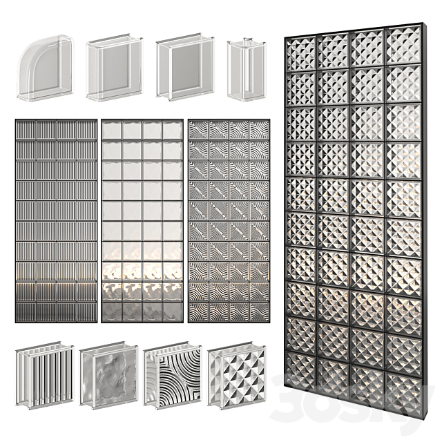 Glass Block Wall 01 3DSMax File - thumbnail 1