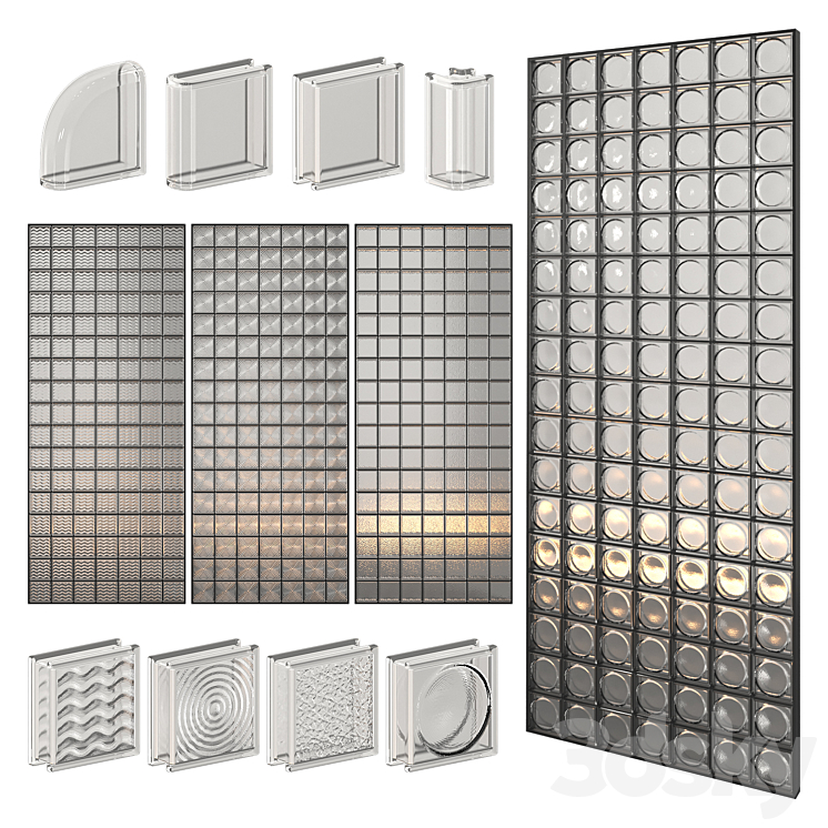 Glass Block Wall 02 3DS Max - thumbnail 1