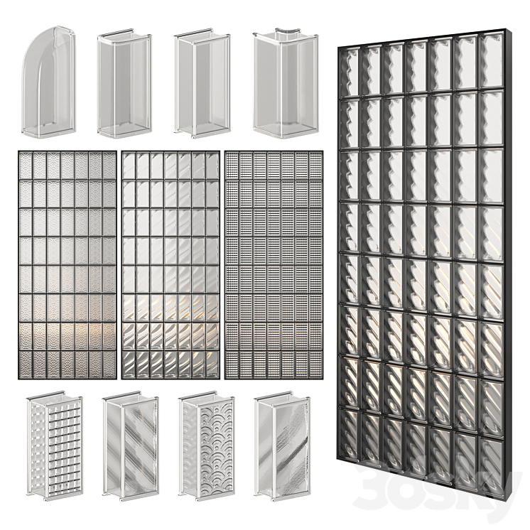 Glass Block Wall 03 3DS Max - thumbnail 1