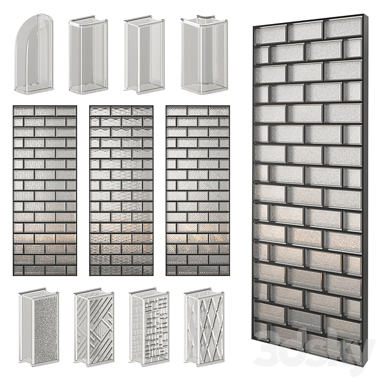 Glass Block Wall 06 3DS Max Model - thumbnail 1