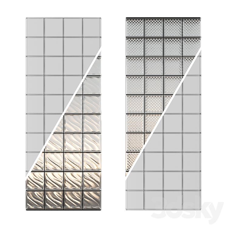 Glass Block Wall 07 3DS Max Model - thumbnail 2