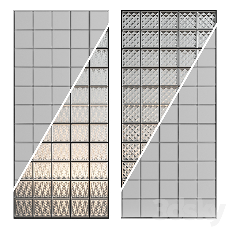 Glass Block Wall 10 3DS Max Model - thumbnail 2