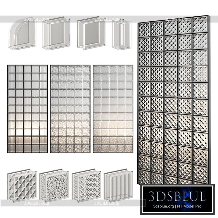 Glass Block Wall 10 3DS Max - thumbnail 3