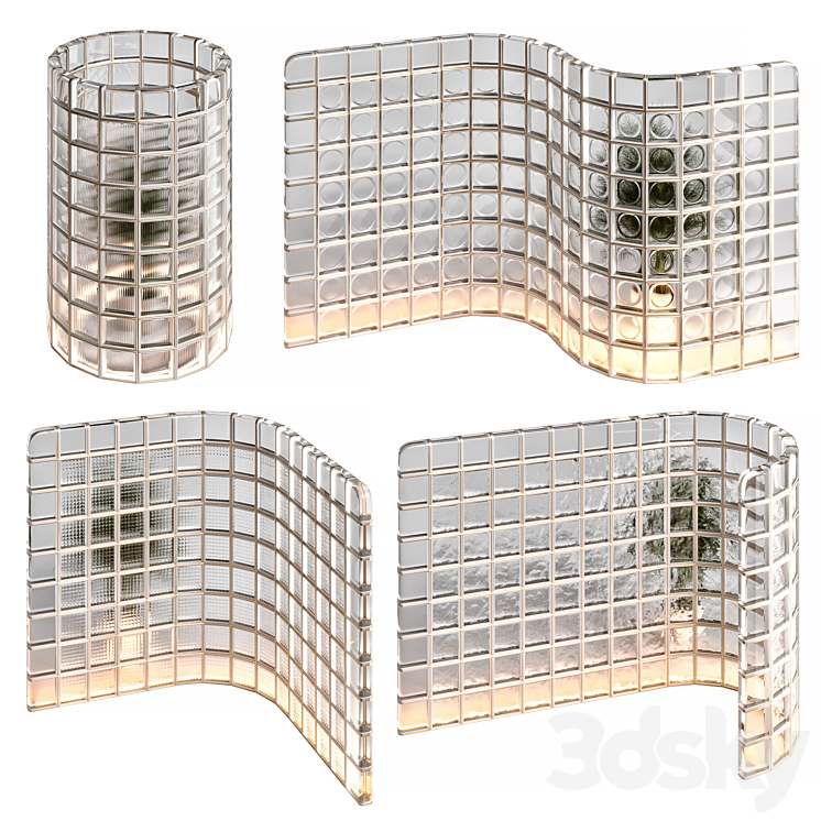 Glass blocks partition zig-zag 3DS Max Model - thumbnail 1