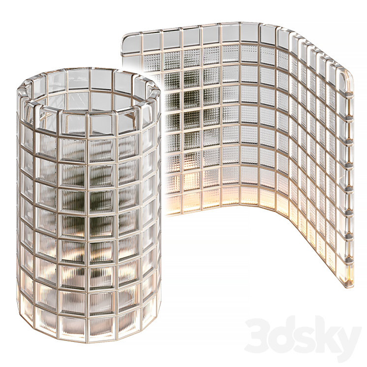 Glass blocks partition zig-zag 3DS Max Model - thumbnail 2