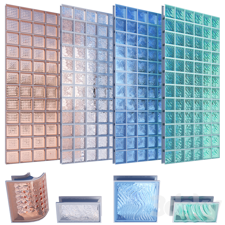 Glass blocks set 02 3DS Max Model - thumbnail 1