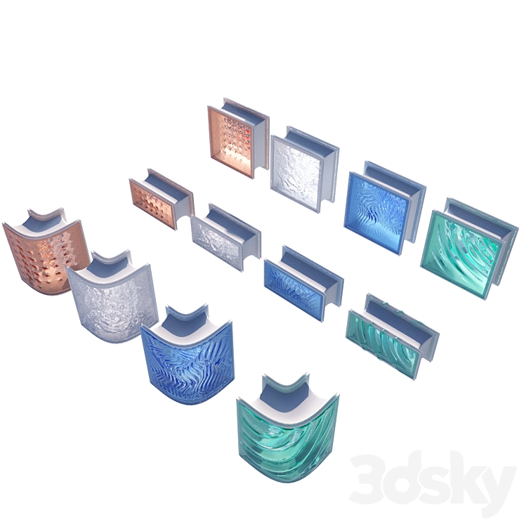 Glass blocks set 02 3DS Max Model - thumbnail 2