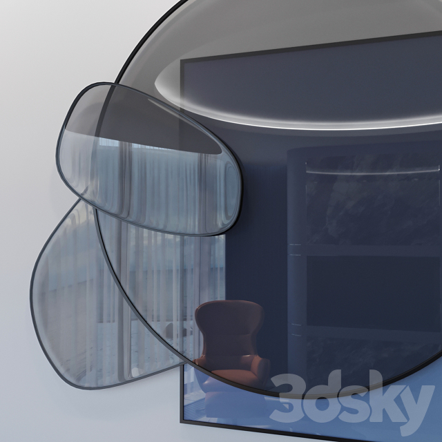 Glass composition on the wall 3DS Max Model - thumbnail 2