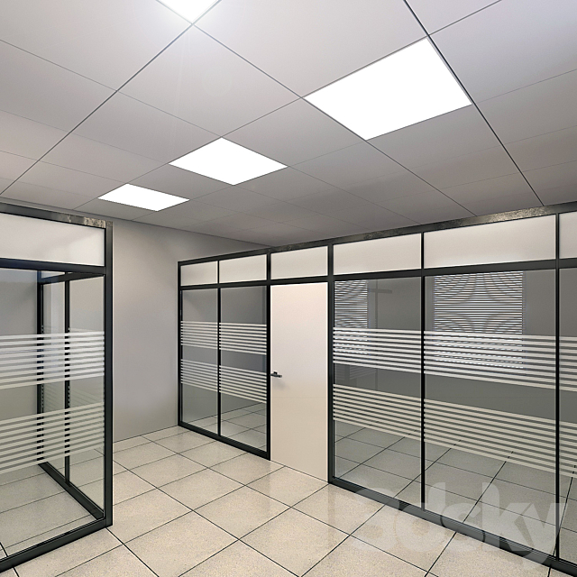 Glass partitions 3DS Max Model - thumbnail 2