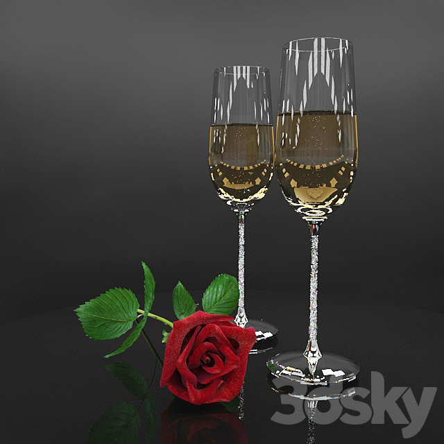 Glasses and Rose Swarovski 3DSMax File - thumbnail 1