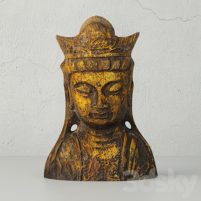 Gold Leafed Metal Buddha Head 3DSMax File - thumbnail 1