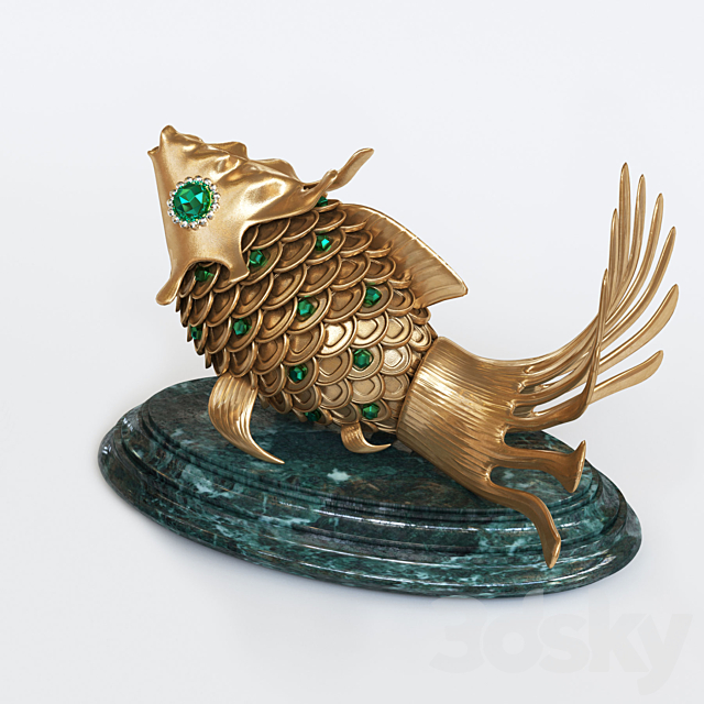 Golden fish 3DS Max Model - thumbnail 2