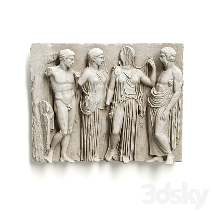 Greek Attic relief wall panel 3DS Max Model - thumbnail 3