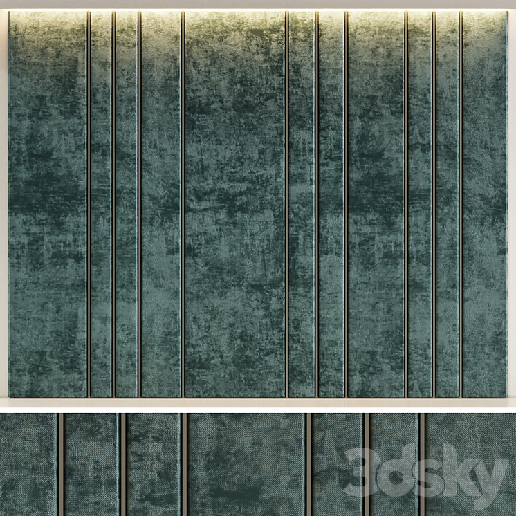 Green velvet decorative panel 3DS Max - thumbnail 1