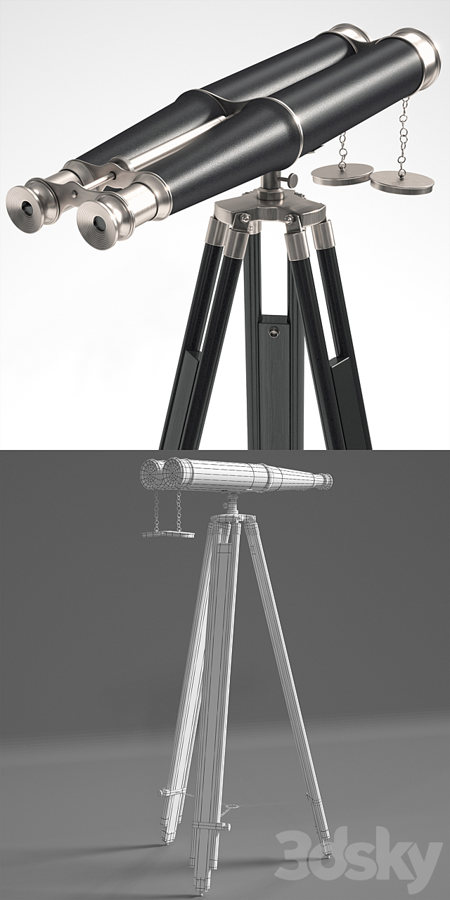 Hampton Nautical Binoculars 3DS Max Model - thumbnail 3