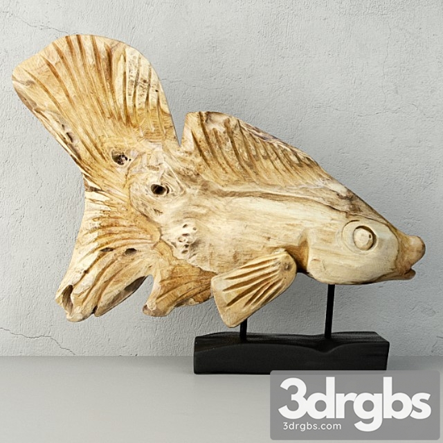 Hand carved driftwood fish on stand 3dsmax Download - thumbnail 1