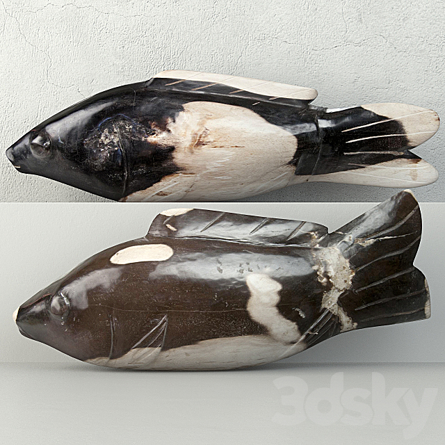 Hand Carved Petrified Wood Koi Fish 3DSMax File - thumbnail 1