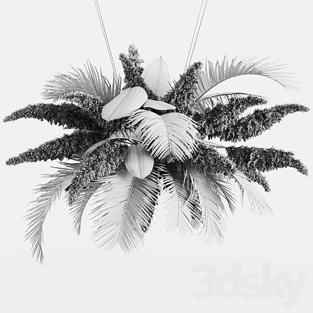 Hanging decor of palm leaves and pampas grass 3DSMax File - thumbnail 5