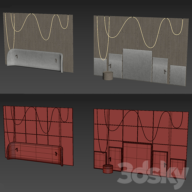 Headboard 3d Wall Panel 21 3DS Max Model - thumbnail 6