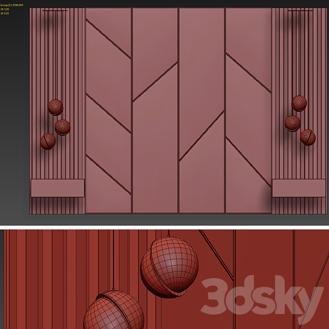 Headboard decoration with bedside tables 3DS Max Model - thumbnail 5